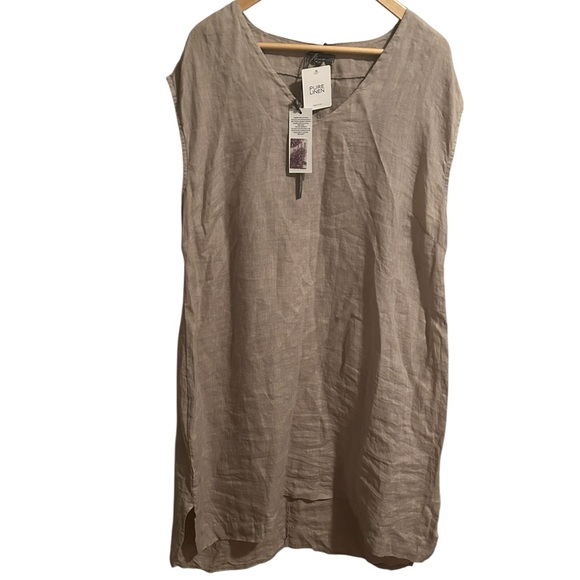 Dresses & Skirts - NWT Linen Sleeveless Midi Dress in Beige